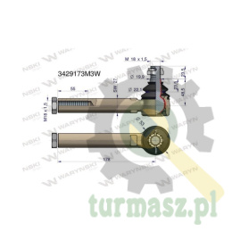 Przegub kierowniczy 178mm- M18x1,5 3429173M3 WARYŃSKI