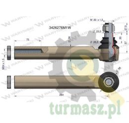 Przegub kierowniczy 264mm- M24x1,5 3426276M1 WARYŃSKI