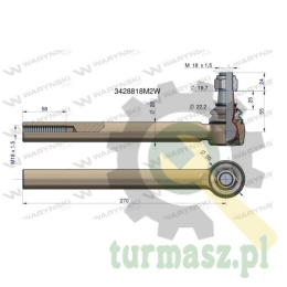 Przegub kierowniczy 270mm- M18x1,5 3428818M2 WARYŃSKI