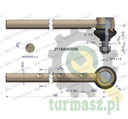 Przegub kierowniczy 382mm 3116406R5 WARYŃSKI