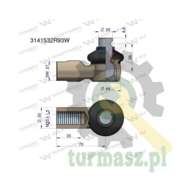 Przegub kierowniczy 70mm- M20x1,5 3141532R93 WARYŃSKI