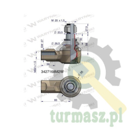 Przegub kierowniczy 80mm- M22x1,5 3427168M2 WARYŃSKI