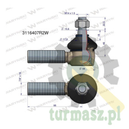 Przegub kierowniczy 95mm - 7/8