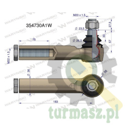 Przegub kierowniczy M22x1.5 354730A1 WARYŃSKI