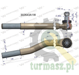 Przegub kierowniczy lewy 514mm- 1 3/8