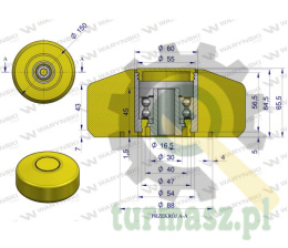 Rolka podporowa, PU 150x64x16,5, zastosowanie 20040200 Grimme, Waryński