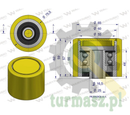 Rolka podporowa, PU 75x64x16,5, zastosowanie 60200053 Grimme, Waryński