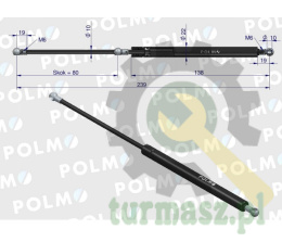 Siłownik drzwi L max. 239mm 4428680P DEUTZ HÜRLIMANN LAMBORGHINI SAME POLMO