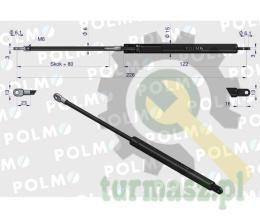 Siłownik maski silnika L max. 226mm 4274598M0P MASSEY FERGUSON POLMO