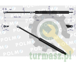 Siłownik pedału sprzęgła L max. 204mm 3583941M1P MASSEY FERGUSON POLMO