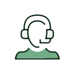 Postać w słuchawkach z mikrofonem